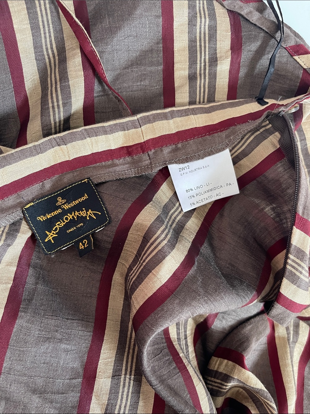 Vivienne Westwood Anglomania 2014 Linen Striped Wrap Skirt IT42 - Picture 4 of 14